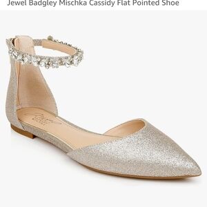 Jewel Badgley Mischka Silver Flat Pointed Shoe